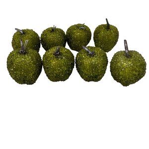 Green Beaded Sugared Apples Set Of 8 Faux Fake Fruit Display Farmhouse Decor